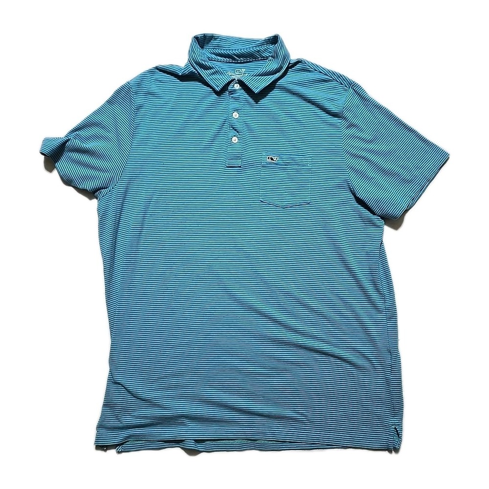 Vineyard Vines Golf Shirt Mens Large Turquoise Blue Edgartown Polo Short Sleeve